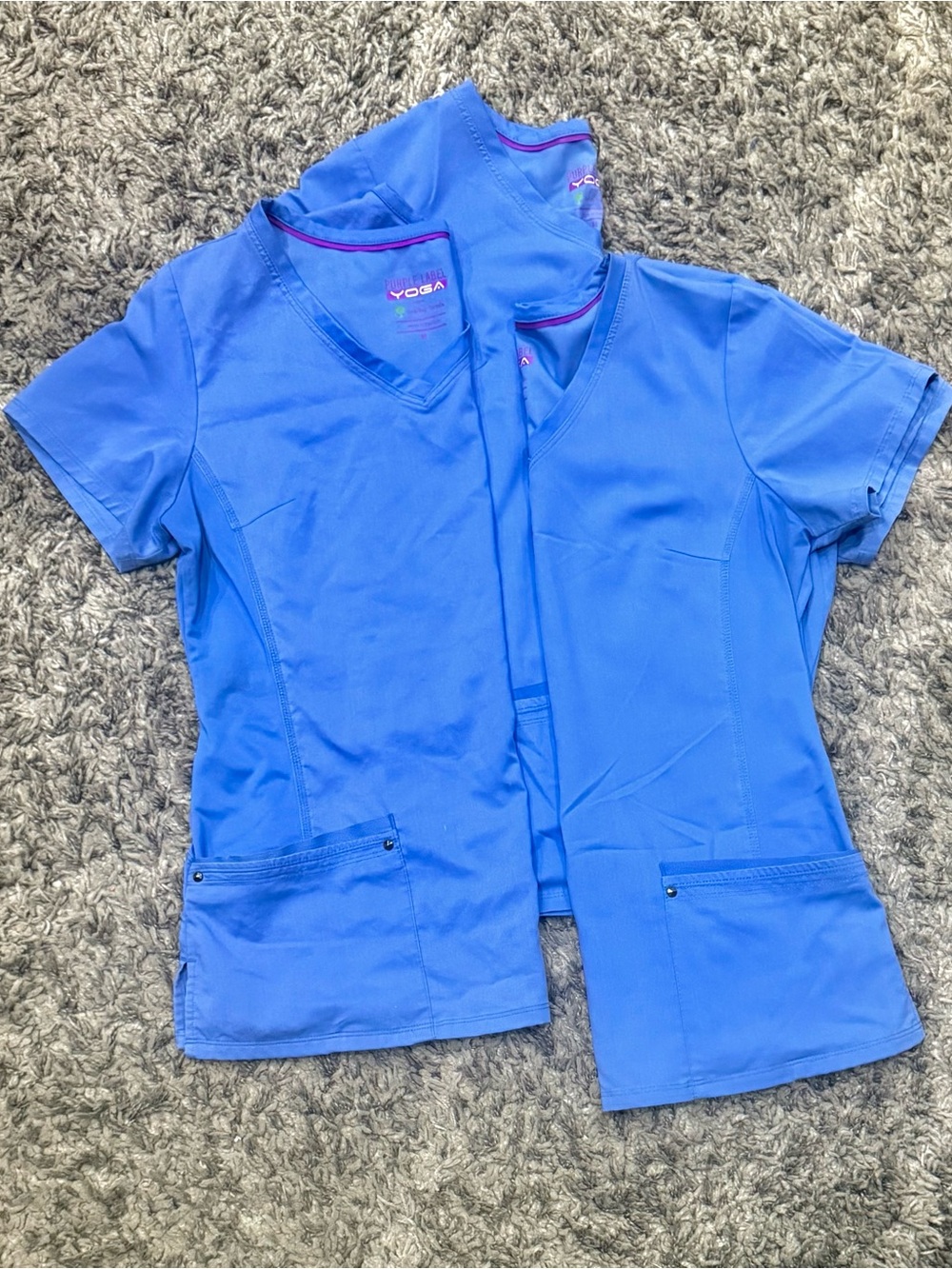 Yogaworks Women’s Royal Blue V-Neck Scrub Top